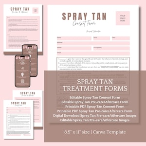 Modèle de formulaire de salon de bronzage modifiable de prétraitement et de suivi de bronzage en spray