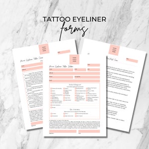 Eyeliner Tattoo Forms, PMUA Intake, Consent, Aftercare (Editable Templates)
