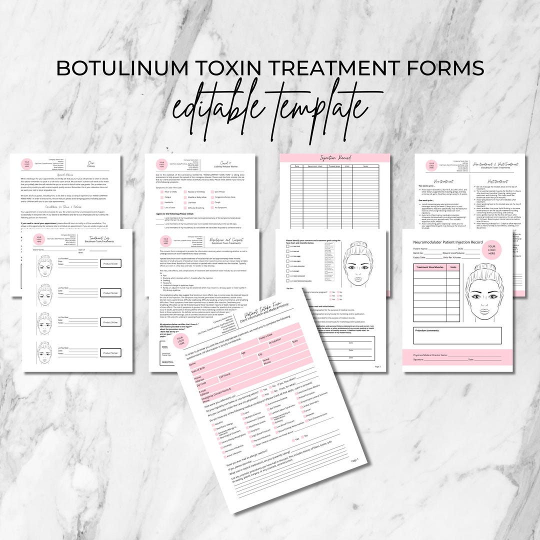Botulinum Toxin Treatment Forms, Client Intake, Med Spa (editable ...