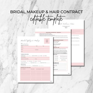 Bridal Styling & Professional Makeup Contract Template, Freelance Makeup Artist Contract, Makeup Artist, Editable Makeup Contract Template