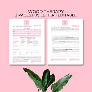 Wood Therapy Intake & Consent Form, DIY Editable Printable Canva Template, Body Sculpting Contouring, Maderoterapia, Pink White, WT004T