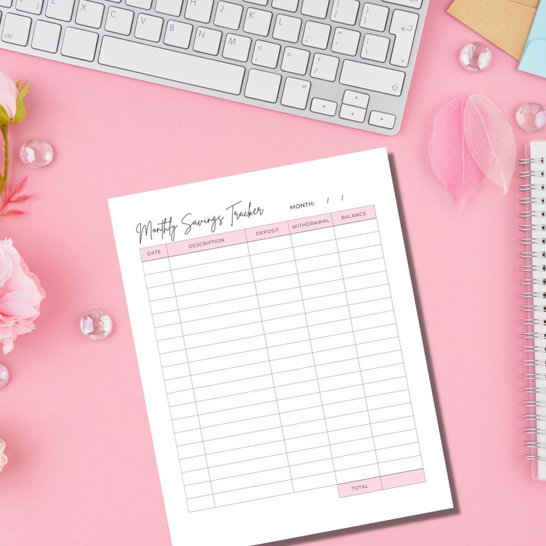 Monthly Savings Tracker Printable Savings Account Sheet - Etsy