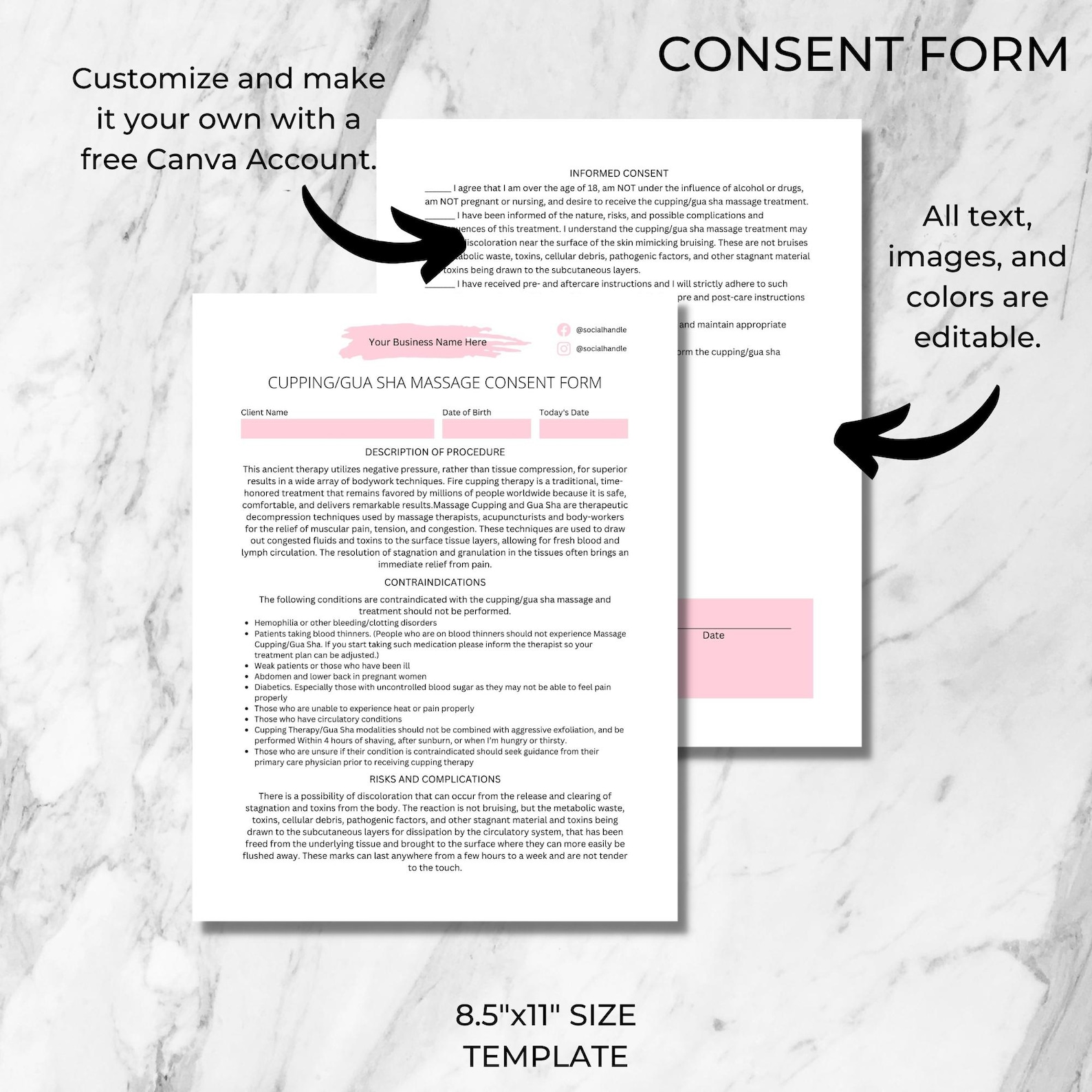 Cupping & Gua Sha Therapy Forms | Editable Intake, Consent (digital ...