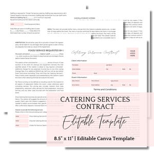 Catering Services Contract Agreement, Catering Business Contract, Editable Wedding and Event Catering Contract, Food Service Agreement PDF