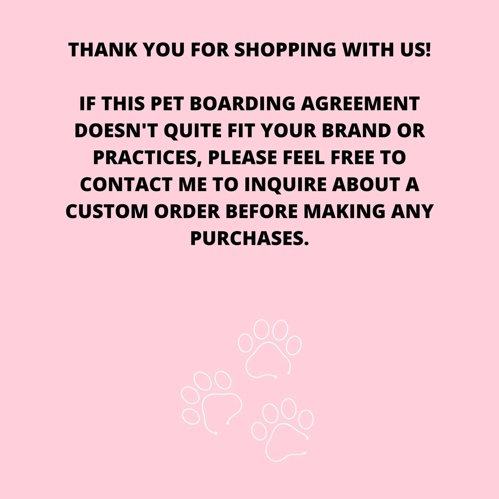 Pet Boarding Intake Form and Contract Agreement DIY Editable Etsy
