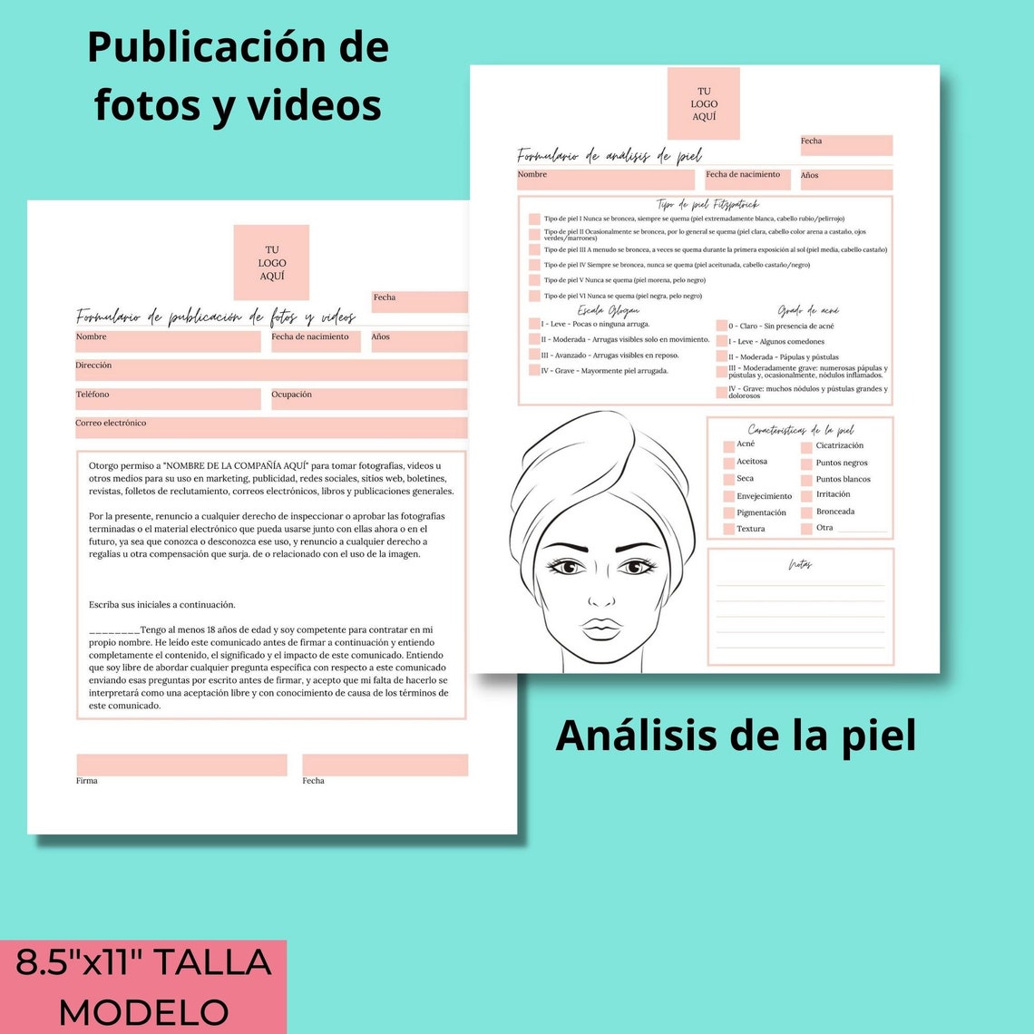 Esthetician Business Forms Starter Pack 2 in Spanish Client Etsy