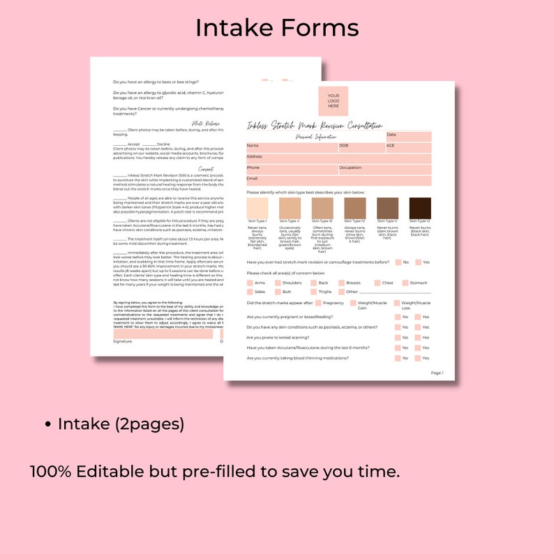 Editable Inkless Stretch Mark Revision Forms in English With - Etsy Canada