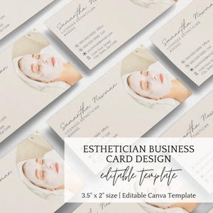 Sjabloon visitekaartjes schoonheidsspecialiste, neutrale visitekaartje, bewerkbaar vrouwelijk visitekaartje, spa visitekaartje, schoonheidsspecialiste marketing, canva kaart