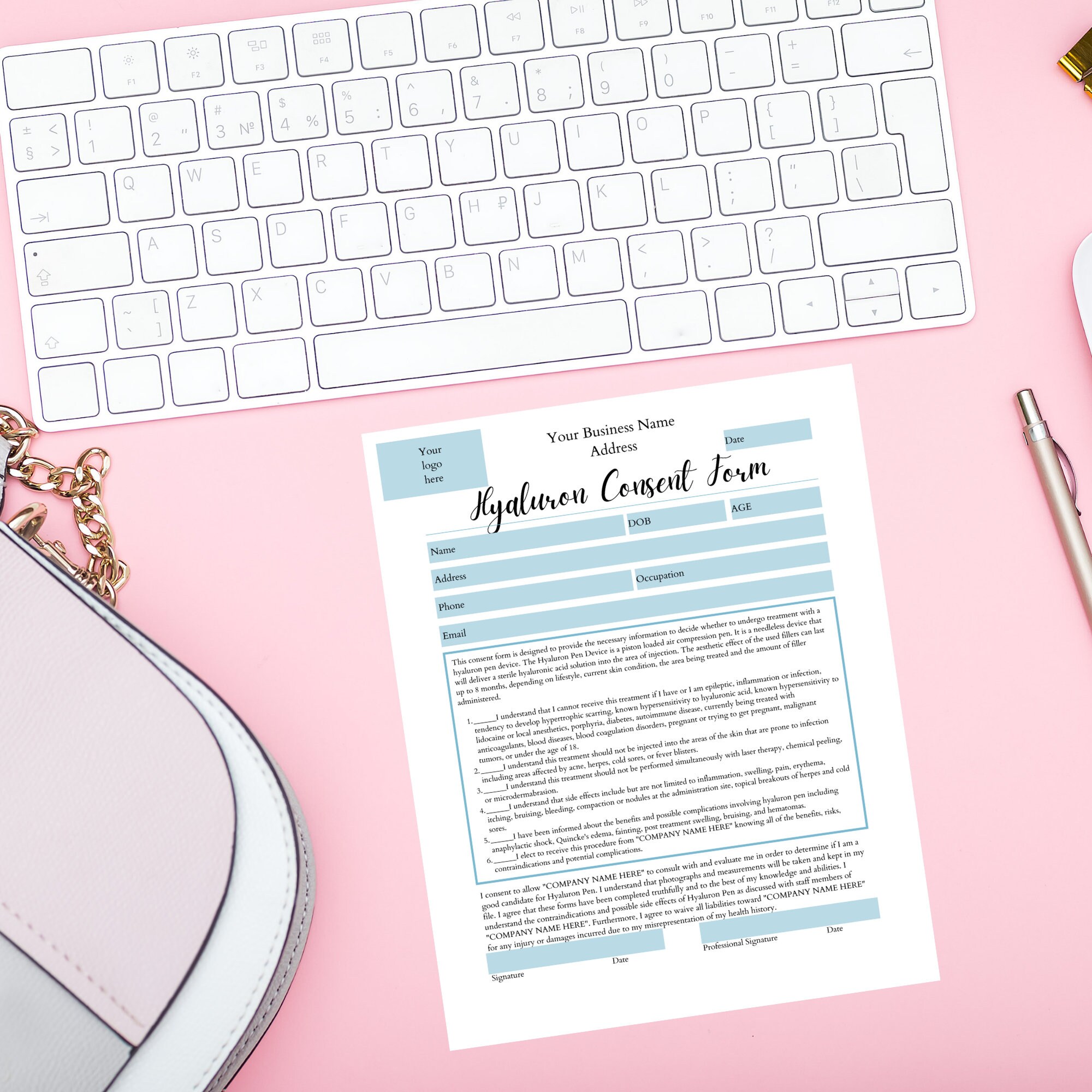 Hyaluronic Acid Pen Consent Form I DIY Editable Printable 1 Etsy