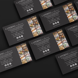 Bearbeitbares Caterer-Service-Visitenkartendesign, Caterer-Vorlage, Canva-Visitenkarte, Food-Service-marketing-Kartendesign