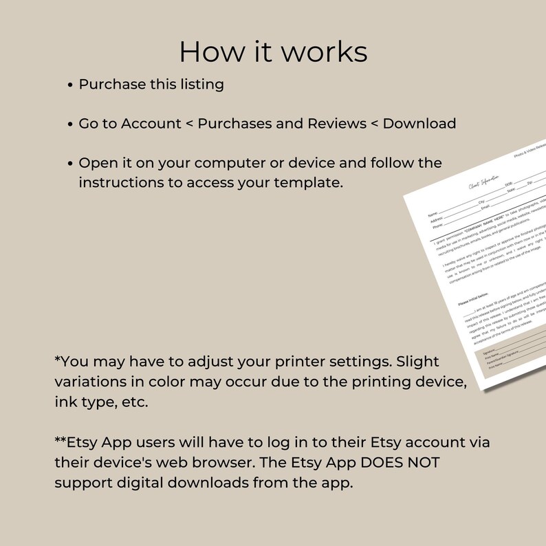 Editable Photo and Video Release Form Template (canva) - Etsy