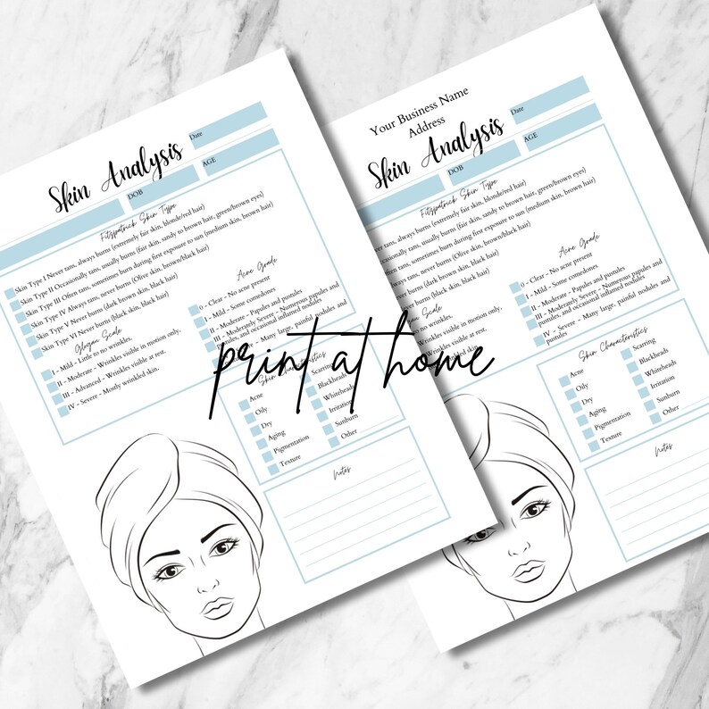 Skin Analysis Template Form, Editable DIY Canva Template (printable PDF ...
