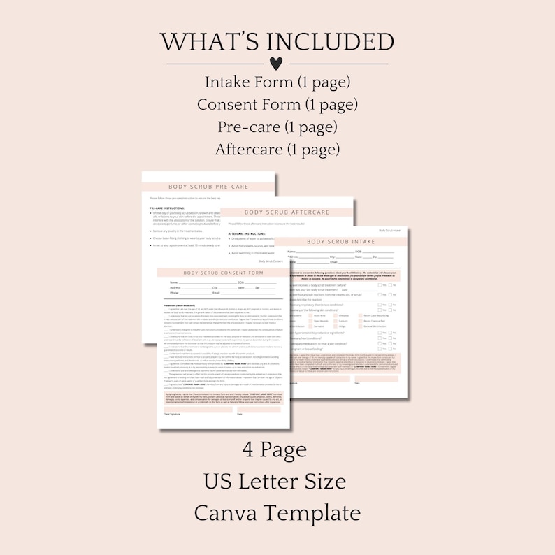 Scrub Ink Order Form Body Scrub Treatment Forms, Esthetician Intake Consent, Editable ...
