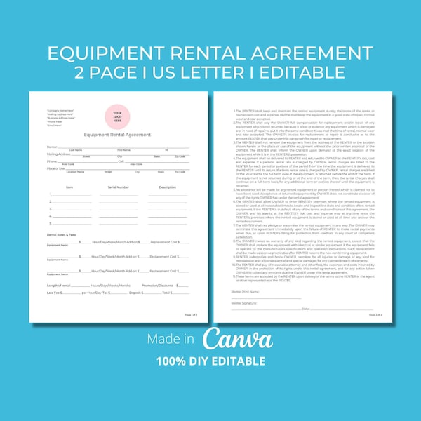 Salon Rental Agreement - Etsy