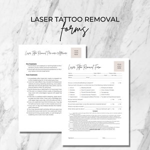 Laser Tattoo Removal Intake and Consent Form, Laser Tattoo Removal Aftercare, Editable, Medical Aesthetics, Esthetician, Consultation Forms