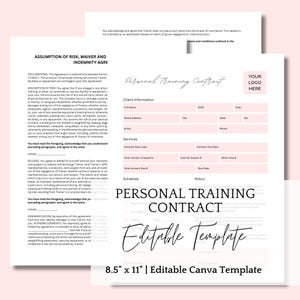 Personal Training Contract, Personal Trainer Agreement, Editable Canva Template, Personal Trainer, Fitness Coach Contract, Athletic Training