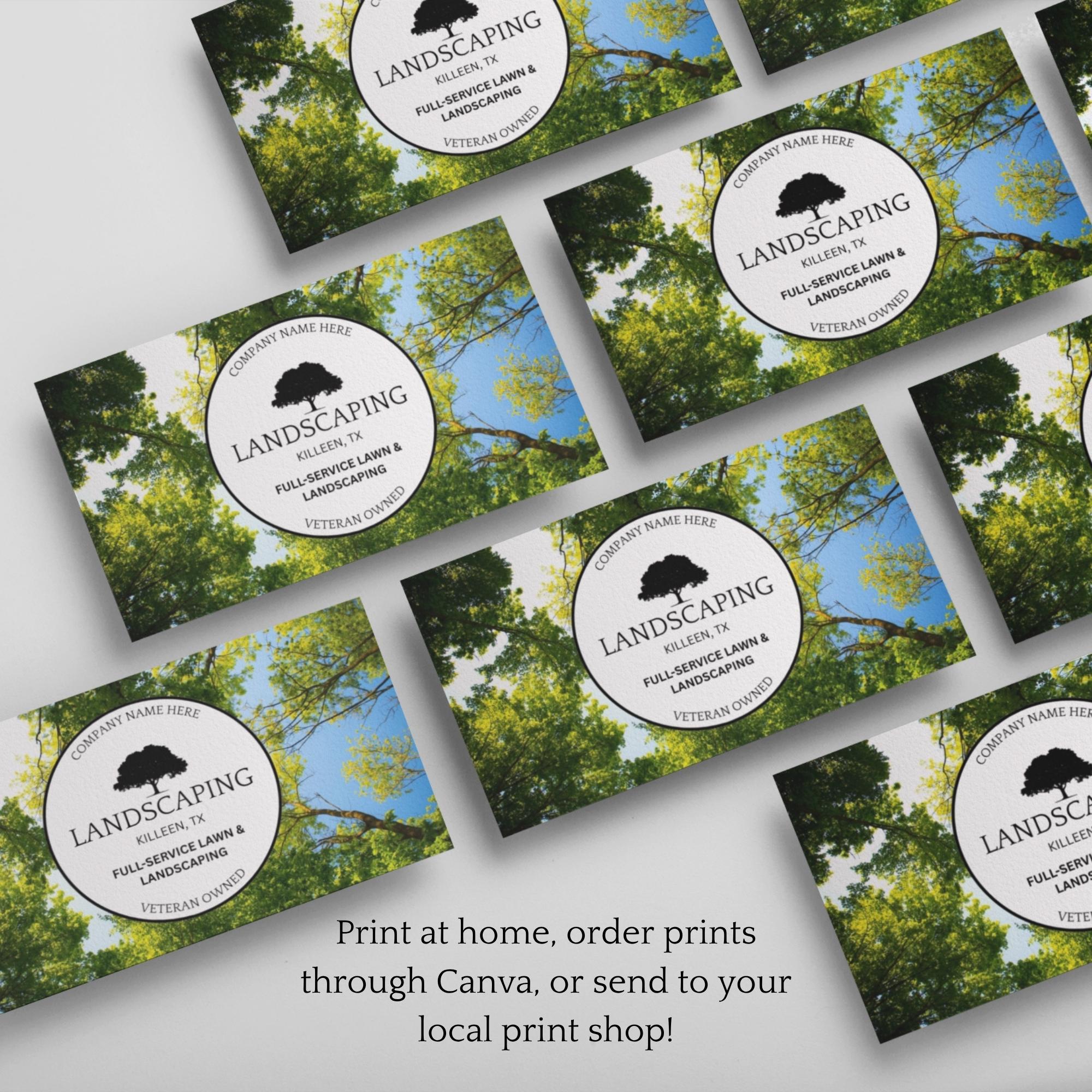 Editable Landscaping Business Card Template, Lawn Care Design (canva