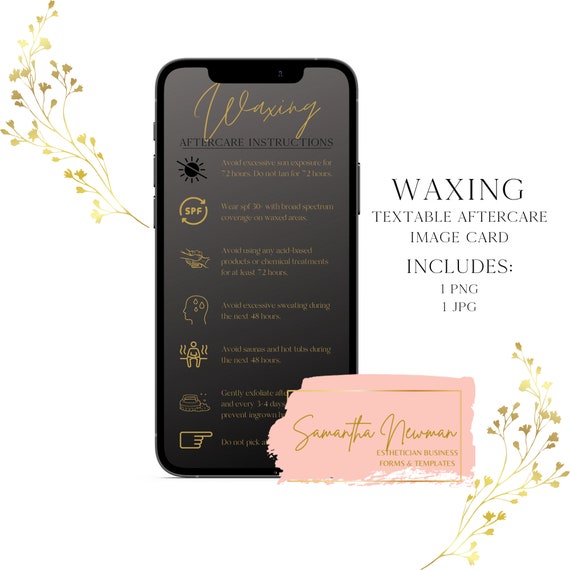 Waxing Aftercare Instructions Textable Images Esthetician Etsy