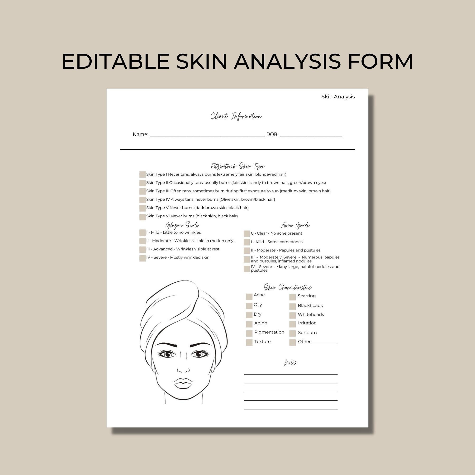 editable-and-printable-skin-analysis-form-template-for-estheticians-document-fitzpatrick-skin-type-skin-characteristics-face-mapping-etsy for Free Printable Skin Assessment Forms Editable and Printable Skin Analysis Form Template for Estheticians, Document Fitzpatrick Skin Type, Skin Characteristics, Face Mapping - Etsy for Free Printable Skin Assessment Forms