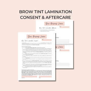 Brow Tint and Lamination Consent Form, Brow Tint Lami Aftercare, DIY Editable, Template, Esthetician Form, Eyebrow Tint, Eyebrow Lamination