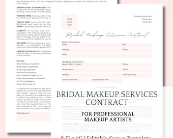 Bridal Makeup Artist Contract Template, Editable Canva Form