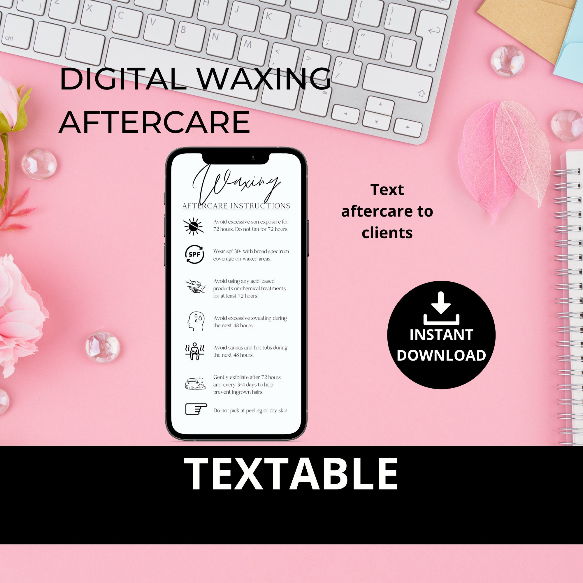 Digital Waxing Aftercare PNG I Wax Post Care I Wax Aftercare Etsy