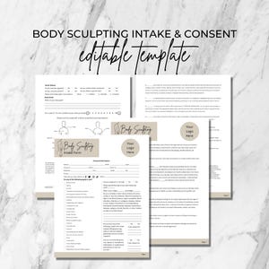 Body Sculpting Business Forms, Ultrasound Cavitation, Lipo Laser, Wood Therapy, Vacuum Therapy, EMS/EL, Radio Frequency, Intake, Consent