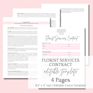 Floristendekorationsdienstleistungsvertrag Veranstaltungsdekorationsdienstleistungsvereinbarung Bearbeitbarer Event-Dekorator-Partyplaner Blumenarrangement-Vereinbarung