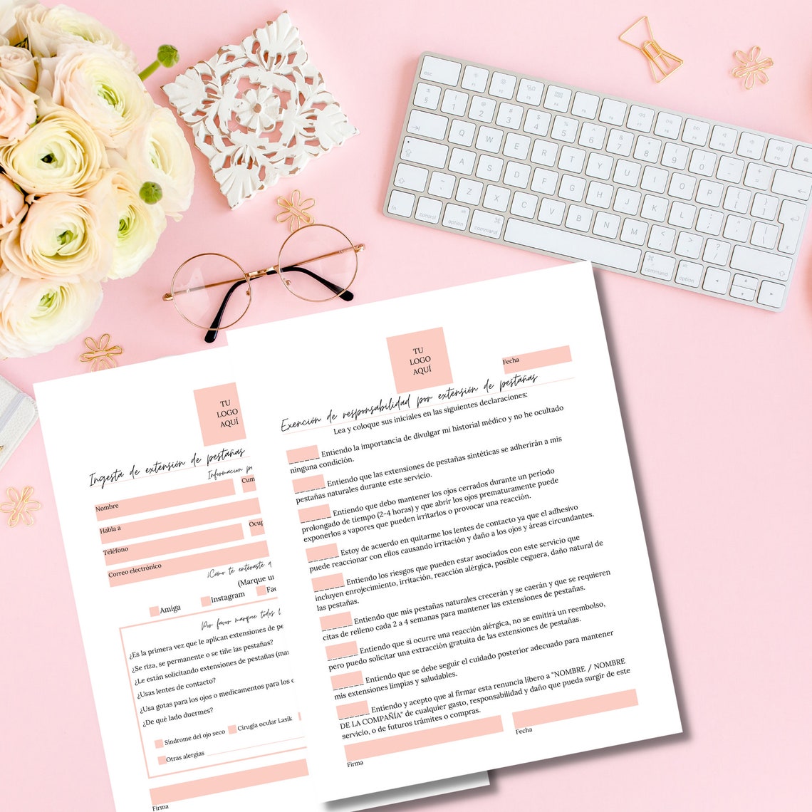 Spanish Editable Eyelash Extension Forms I Lash Intake Form I Etsy