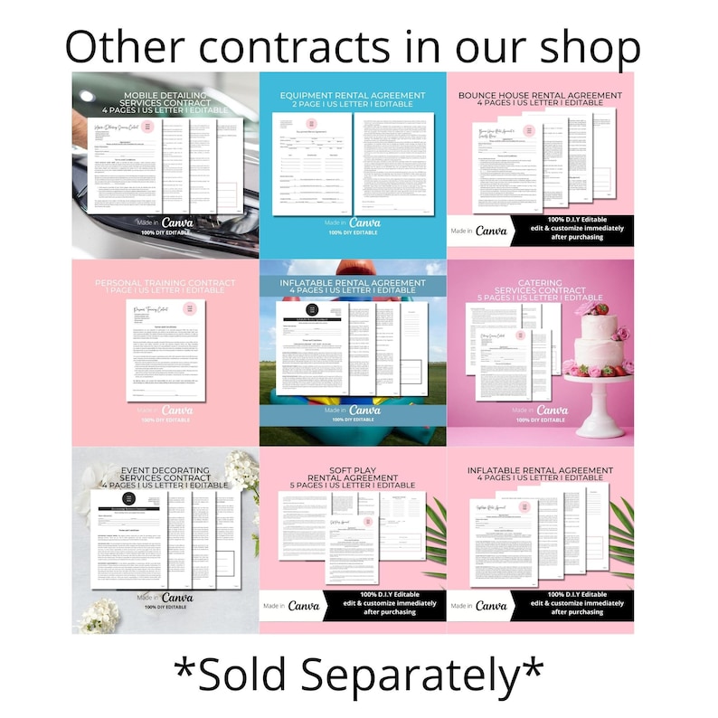 Editable Flower Wall Rental Contract Agreement 4 Page Canva Etsy