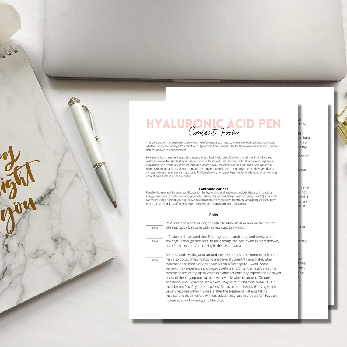 Hyaluronic Acid Pen Consent Form I 3 Page DIY Editable Canva Etsy