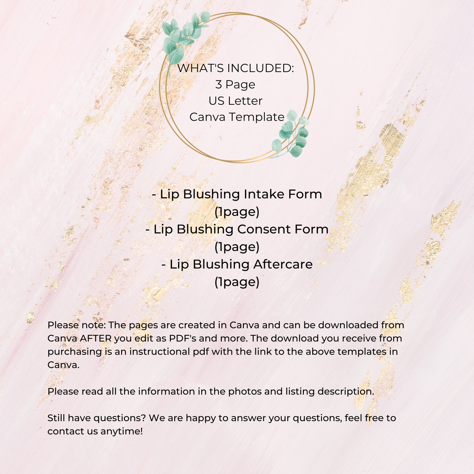 Lip Blushing Intake Consent Pre/post Care Instruction Etsy Canada