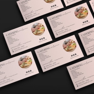 Caterer-Service-Visitenkarte, Caterer-Vorlage, Canva-Visitenkarte, bearbeitbare Food-Service-marketing-Karte, Chefkarten-Design