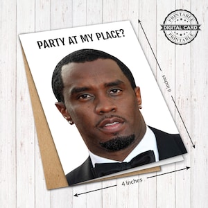 Tarjeta de cumpleaños de P Diddy, tarjeta de cumpleaños para una fiesta en tu casa, impresión en PDF de 4 x 6, descarga instantánea