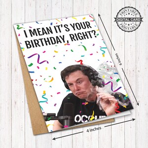 Cartão de aniversário para impressão de Elon Musk, impressão legal de cartão de aniversário, PDF 4x6, DOWNLOAD INSTANTÂNEO