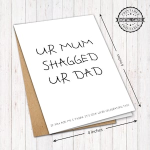 Hilarische verjaardagskaart, je moeder shagged je vader verjaardagskaart afdrukken, PDF 4x6, INSTANT DOWNLOAD