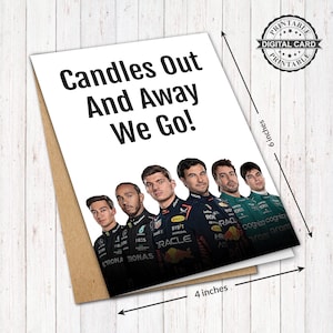 F1 Red Bull Druckbare Geburtstagskarte, Max Verstappen, Lewis Hamilton, Fernando Alonso Geburtstagskarte Druck PDF 4x6, SOFORTIGER DOWNLOAD