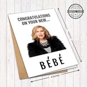 Schitt's Creek TV Show afdrukbare baby verwacht kaart, Moira Rose Card Print, PDF 4x6, INSTANT DOWNLOAD