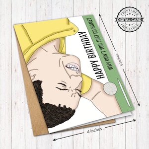 Biglietto d'auguri stampabile Happy Gilmore, biglietto d'auguri commedia di Adam Sandler stampa PDF 4x6, DOWNLOAD immediato