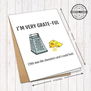 Cheesy grappige afdrukbare Bedankkaart, ik ben erg dankbaar wenskaart Print PDF 4x6, INSTANT DOWNLOAD