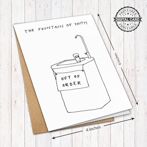 Lustige druckbare Geburtstagskarte, Der Jungbrunnen Out Of Order Kartendruck, PDF 4x6, SOFORTIGER DOWNLOAD