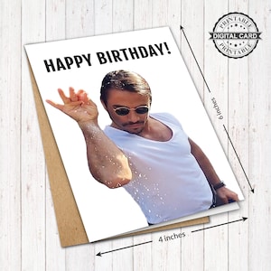 Biglietto d'auguri stampabile Salt Bae, Stampa biglietto d'auguri di chef turco, Michael Scott, PDF 4x6, DOWNLOAD immediato