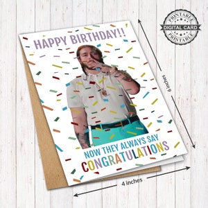 Post Malone Geburtstagskarte, Glückwunschkarte zum Geburtstag, PDF 4 x 6, SOFORT DOWNLOAD