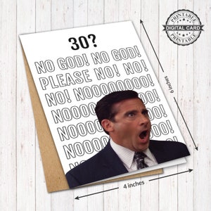 The Office Birthday Card, Michael Scott Card Print, Thirty Year Birthday Card, PDF 4x6, INSTANT DOWNLOAD