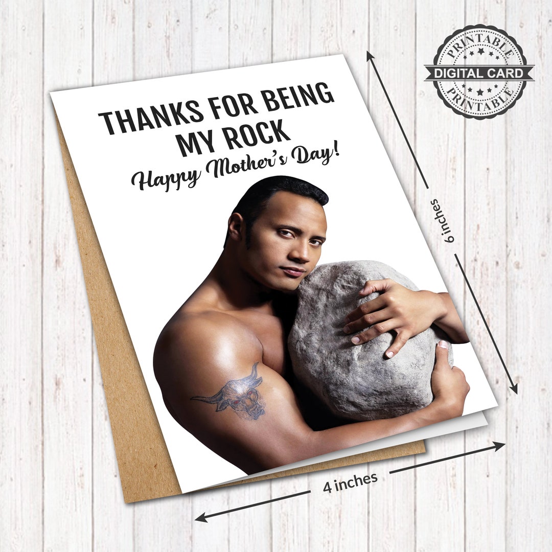 Mom Rocks Card Funny Mother's Day Greeting Card With the Rock, Thanks for Being My ...