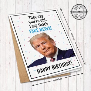 Donald Trump Geburtstagskarte, Fake News Print, PDF 10x15, INSTANT DOWNLOAD
