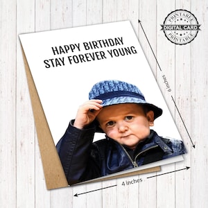 Hasbulla Wydrukowana Karta Urodzinowa, Stay Forever Young Wydruk Karty Urodzinowej, PDF 4x6, NATYCHMIASTOWE POBIERANIE