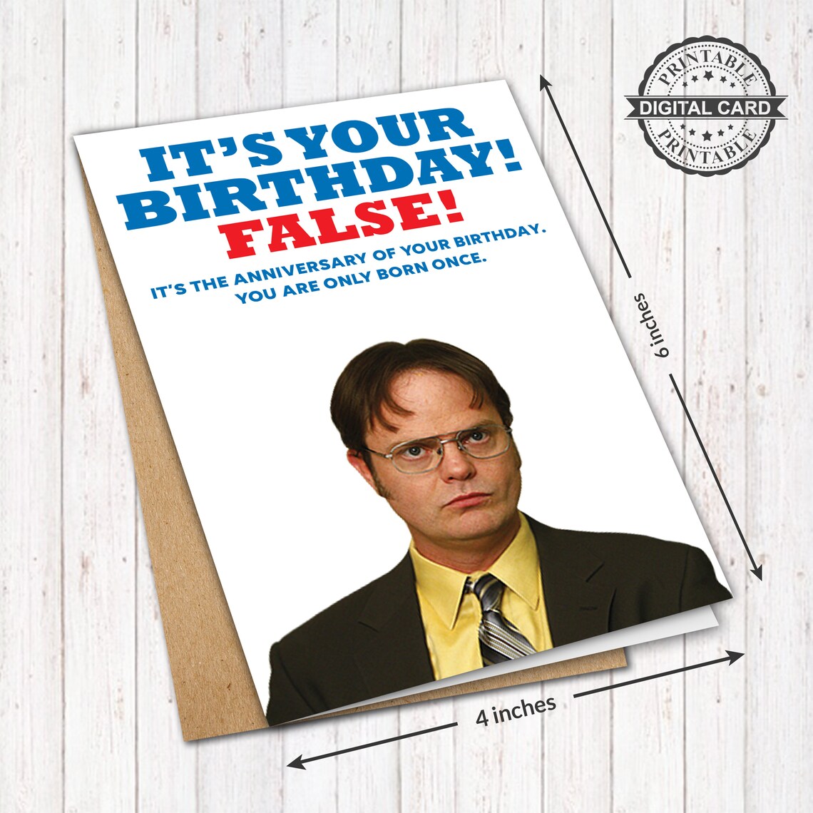 Dwight Schrute Printable Birthday Card, the Office Dunder Mifflin ...