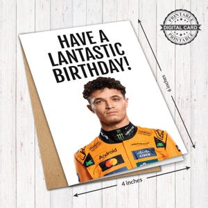 F1 McLaren Lando Norris druckbare Geburtstagskarte, Have A Lantastic Geburtstagskarte Druck PDF 4x6, INSTANT DOWNLOAD