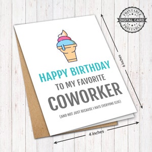 Grappige collega verjaardagskaart, verjaardagskaart afdrukken voor de favoriete collega, PDF 4x6, INSTANT DOWNLOAD